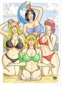 Dragon Maids Sexy Color Pinup Art Original Comic Page By Matheus Gomes