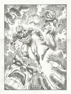 FRANK BRUNNER Thanos Captain Marvel Ms Marvel 15 x 20 ORIGINAL ART