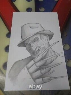 Freddy horror ORIGINAL art 11x17 sketch RARE pencils comic drawing signed paper