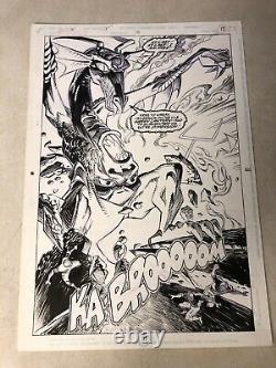 GREEN LANTERN #37 original art STUNNING SPLASH DEMON destroys SUPERBOWL 1993