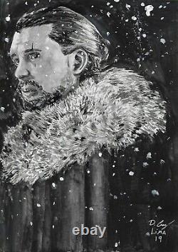 Game Of Thrones Jon Snow 8x12 Original Art Page Drawing Sketch Kit Harrington