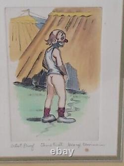 George Crionas Hand Colored Clown Illustration Etching Litho Time Out
