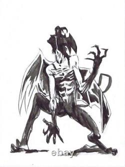 Go Nagai Devilman Crybaby Original Comic Art Sketch Michael Walsh Signed Horror