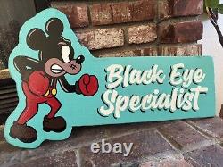 Hand Painted tattoo shop Sign Sailor Jerry Barber Sign Black Eye Pin Striping