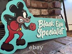 Hand Painted tattoo shop Sign Sailor Jerry Barber Sign Black Eye Pin Striping