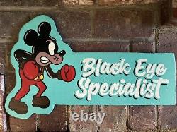 Hand Painted tattoo shop Sign Sailor Jerry Barber Sign Black Eye Pin Striping