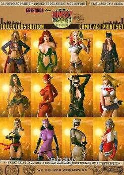 Harley Quinn Supergirl Wonder Woman Catwoman Sunset City 12 Comic Art Print Set