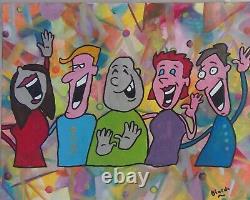 Hilarious People Realism Pop Art Original Abstract Painting Signed Canvas