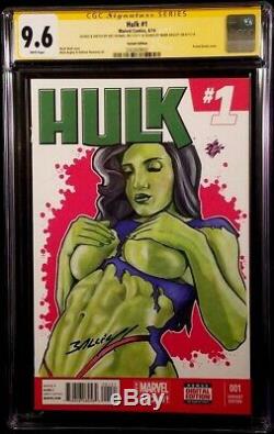 Hulk #1 Cgc Ss 9.6 Nm+ Original Art Sketch Mark Bagley Immortal She-hulk Avenger