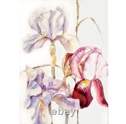 Irises watercolour Flower Artwork Original Art Ukrainian Art