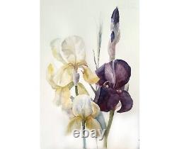 Irises watercolour Flower Artwork Original Art Ukrainian Art