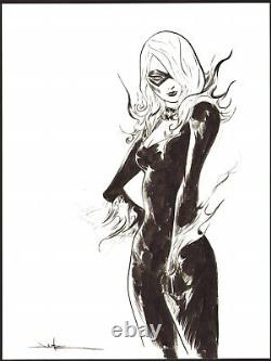 JAE LEE SIGNED 2023 SEXY BLACK CAT ORIGINAL ART-9 x 12-SPIDER-MAN