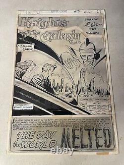 JUSTICE LEAGUE #91 art original stats MYSTERY IN SPACE TITLE SPLASH WORLD MELTED