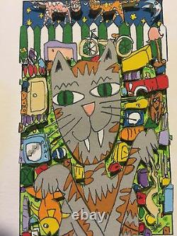 James Rizzi original 3D, BIG DOG BIG CAT, FUNNY FACES, handsigniert, 1997