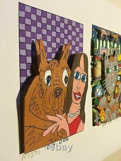 James Rizzi original 3D, BIG DOG BIG CAT, FUNNY FACES, handsigniert, 1997