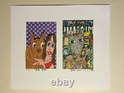 James Rizzi original 3D, BIG DOG BIG CAT, FUNNY FACES, handsigniert, 1997