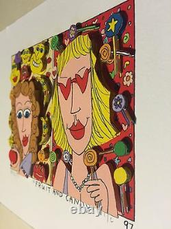 James Rizzi original 3D, FRUIT AND CANDY, FUNNY FACES, handsigniert, 1997