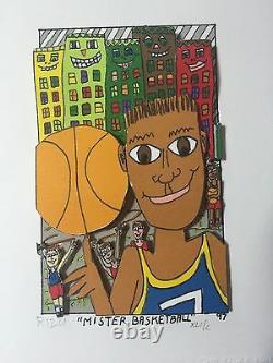 James Rizzi original 3D, MR BASKETBALL, FUNNY FACES, handsigniert VERGRIFFEN