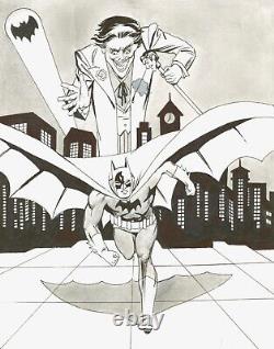 Joe Giella Unsigned Original DC Comic Art Sketch Batman & The Joker Gotham City