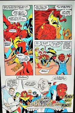 June Brigman 1992 New Titans Original Art-nightwing, Pantha! Free Shipping