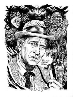 KOLCHAK The Night Stalker Darren McGavin Ink Art 9x12by Mark Bloodworth