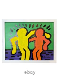 Keith Haring Graffiit Art Pop Art Best Buddies Original Painting (1990)