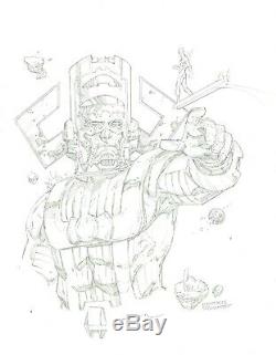 Kenneth Rocafort Galactus & Silver Surfer 9x12 Original Art Sketch Marvel