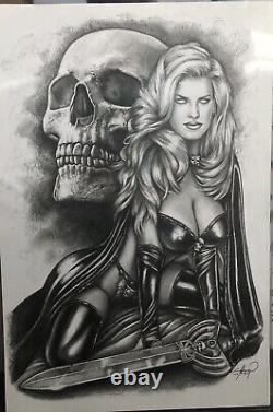 LADY DEATH ORIGINAL ART SKETCH 13x19 SIGNED BY CLAUDIO ABOY THIS IS GORGEOUS