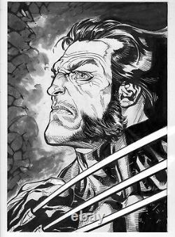 Logan The Wolverine Marvel X-Men Original Art Pen and Ink Sketch by Yvel Guichet