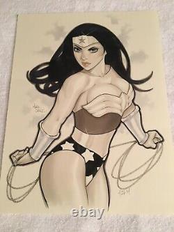 MARIO CHAVEZ Original WONDER WOMAN Comic Art Sketch SASSY! (9 x 12 / VG)