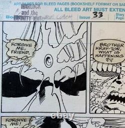 MARVEL ORIGINAL ART Comic Book Page Warlock & Infinity Watch Olliffe Almond