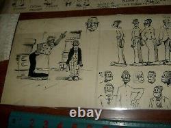 MUTT & JEFF ORIGINAL COMIC STRIP ART, lot6. (UNFINISHED, SKETCHES, LETTERING)