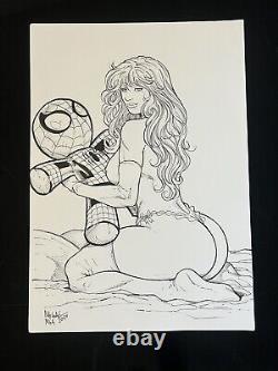Mary Jane Spider-Man (12x17) Original Art Comic Pinup By Natanael Maia