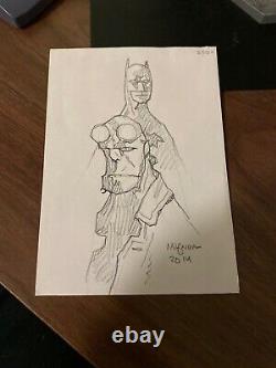 Mike Mignola original art Hellboy Batman 5x7 2014