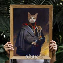 Military Cat Portrait Ukrainian Royal Regal Pet Art Funny Custom Decor