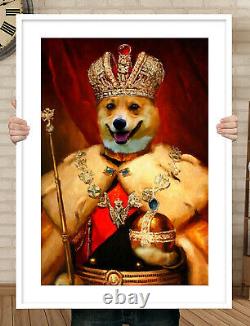 Military Cat Portrait Ukrainian Royal Regal Pet Art Funny Custom Decor