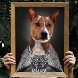 Movie Star Knight Portrait Pet Art Funny Dog Cat Wall Art Regal Pet Loss