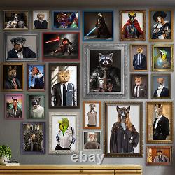 Movie Star Knight Portrait Pet Art Funny Dog Cat Wall Art Regal Pet Loss