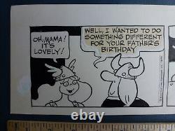 ORIGINAL DIK BROWNE COMIC STRIP ART HAGAR THE HORRIBLE 1977 HELGA HONI Birthday