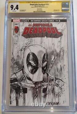 Original Art Sketch & Signed by Tyler Kirkham CGC SS Despicable Deadpool 287