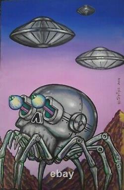 Original Art by Spine Horror Monster Comic Punk Alien Robot Spider Skull Saucers