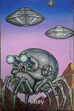 Original Art by Spine Horror Monster Comic Punk Alien Robot Spider Skull Saucers