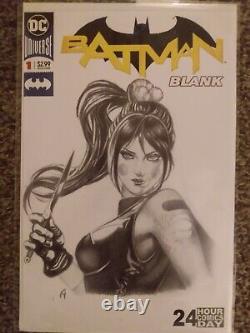 Original Batman Joker Punchline Comic Book Sketch Cover Art Drawing Andrade