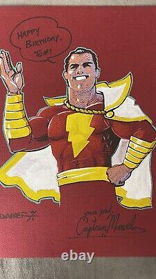 Original Captain Marvel Sketch Comic Art Drawing Signed By MATT WAGNER