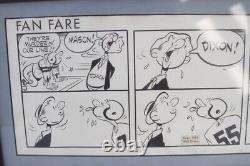 Original Comic Art By Walt Ditzen Fan Fare Football Framed