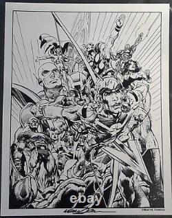 Original Comic Art Signed Print of Marvel Avengers by Neal Adams COA, 14X11