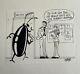 Original David Knoles Pen Art 1976 Drawing Bug Kafka Vintage Funny Humor Comic