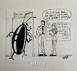 Original David Knoles Pen Art 1976 Drawing Bug Kafka Vintage Funny Humor Comic