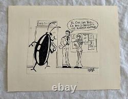 Original David Knoles Pen Art 1976 Drawing Bug Kafka Vintage Funny Humor Comic