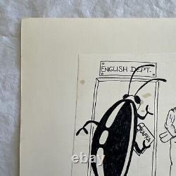 Original David Knoles Pen Art 1976 Drawing Bug Kafka Vintage Funny Humor Comic